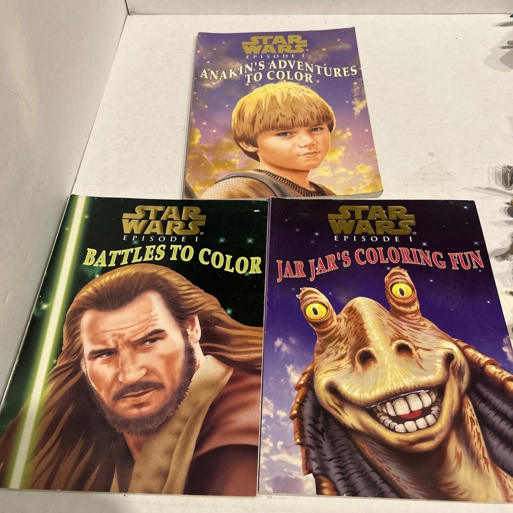 1999 Star Wars Episode 1 Phantom Menace Coloring Book Lot Unused‎ Jarjar Anakin